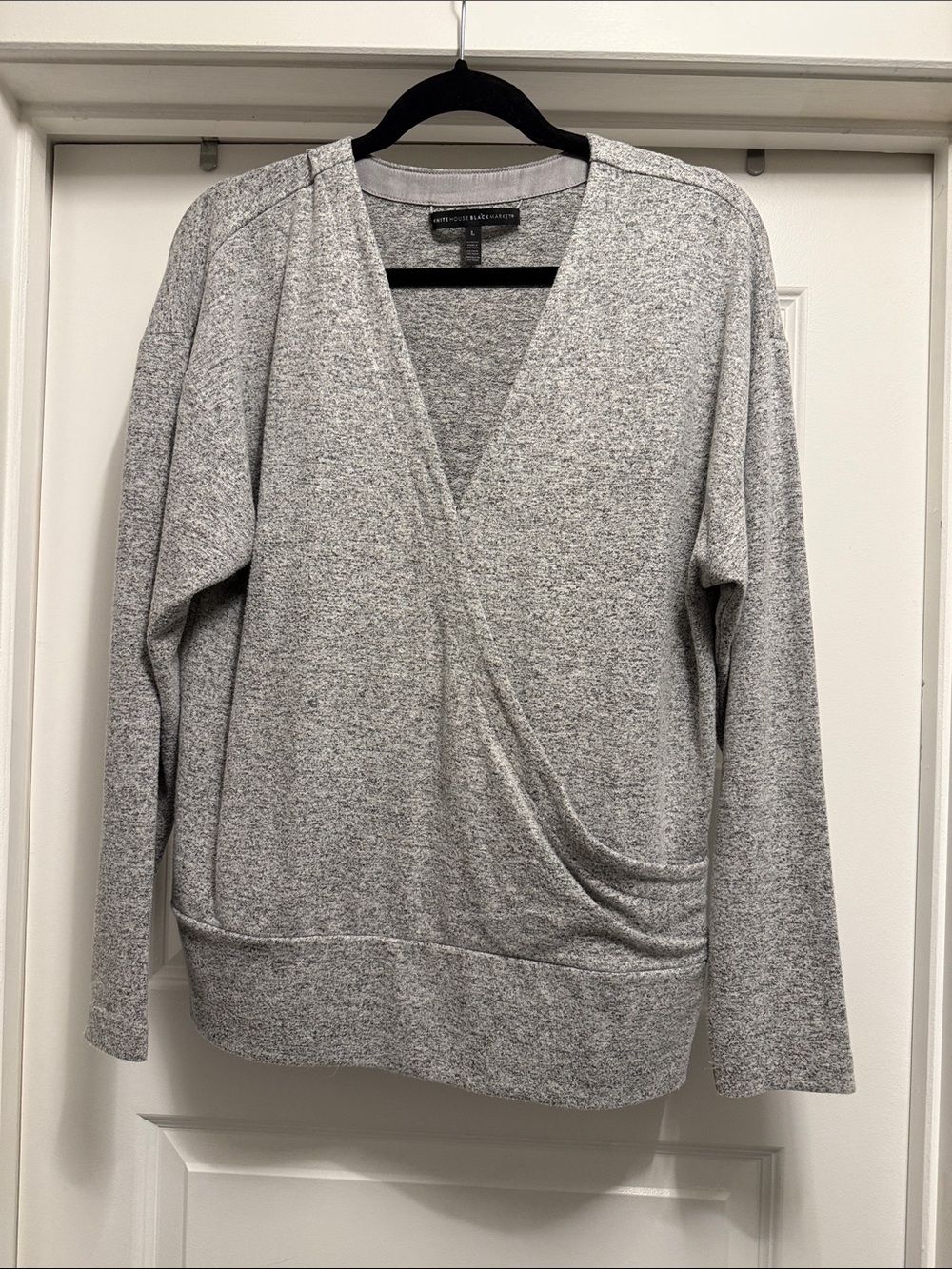 Whit House Black Market Grey Wrap-Style Women's Sweater